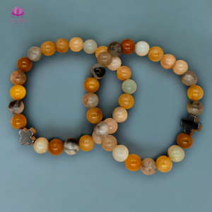 Set of 2 Gemstones Friendship Bracelets - Loyalty - Amazonite & Yellow Jasper 