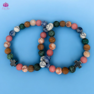 Set of 2 Gemstones Friendship Bracelets - Harmony - Rainbow Gemstones 