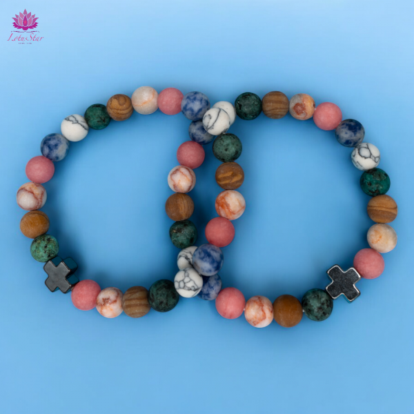 Set of 2 Gemstones Friendship Bracelets - Harmony - Rainbow Gemstones 