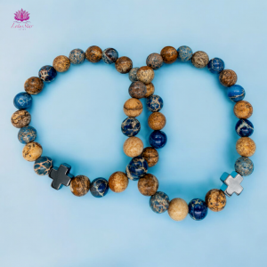 Set of 2 Gemstones Friendship Bracelets - Support - Sodalite & Picturestone