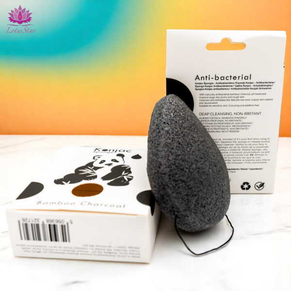 Teardrop Konjac Sponge - Bamboo Charcoal - Anti-bacterial - Image 2