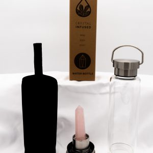 Crystal Infused Glass Water Bottle - Obelisk - Rejuvenating Rose Quartz