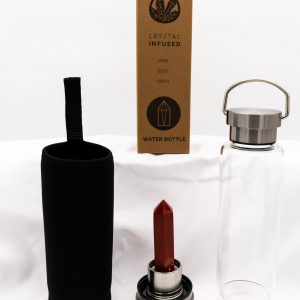 Crystal Infused Glass Water Bottle - Obelisk - Invigorating Red Jasper