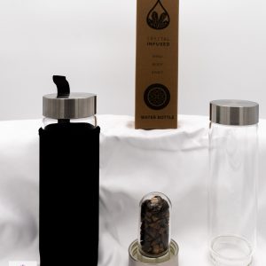 Crystal Infused Glass Water Bottle - Chips - Invigorating Red Jasper