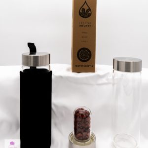 Crystal Infused Glass Water Bottle - Chips - Determined Tiger's Eye