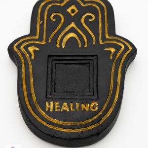 Healing Incense Plate - Black & Gold Lava Stone