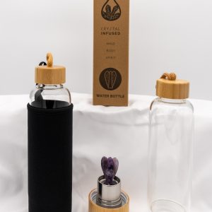 Crystal Infused Glass Water Bottle - Angel - Relaxing Amethyst