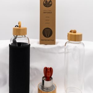 Crystal Infused Glass Water Bottle - Angel - Invigorating Red Jasper