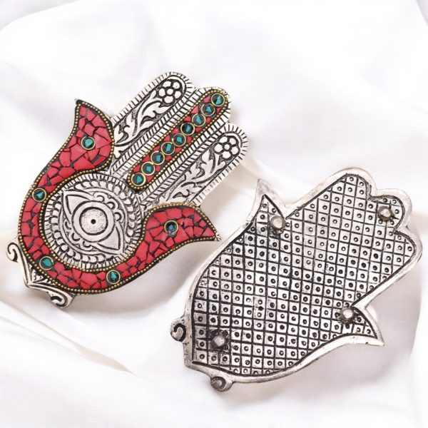 Red & Green Small Hamsa Incense Holder  - 13x5.5cm - Image 2