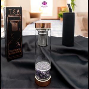 Crystal Glass Tea Infuser Bottle - Rose Gold - Amethyst