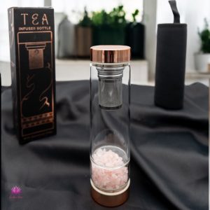 Crystal Glass Tea Infuser Bottle - Rose Gold - Rose Quartz