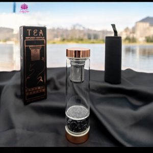 Crystal Glass Tea Infuser Bottle - Rose Gold - Onyx