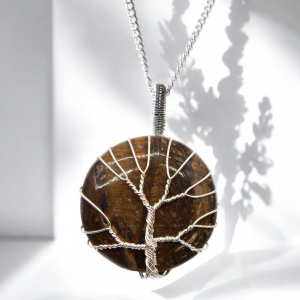 Tree of Life Gemstone Necklace - Tiger Eye
