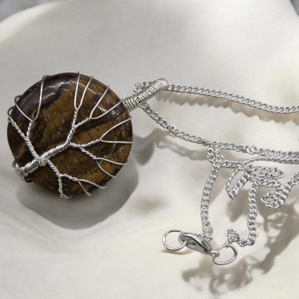 Tree of Life Gemstone Necklace - Tiger Eye - Image 4