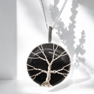 Tree of Life Gemstone Necklace - Black Onyx