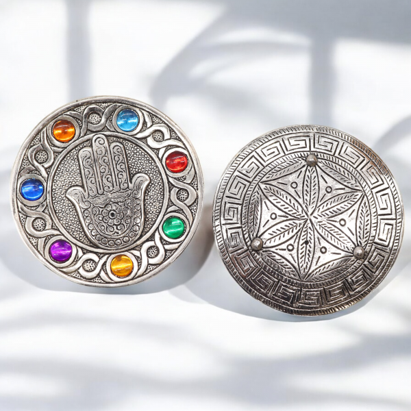 Seven Chakra Hamsa Incense Holder  - 11.5cm - Image 2