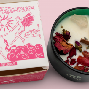 Hop Hare Crystal Magic Flower Candle - The Lovers - Rose Meadow & Rose Quartz