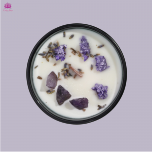 Hop Hare Crystal Magic Flower Candle - The Moon - Lavender Hills & Amethyst