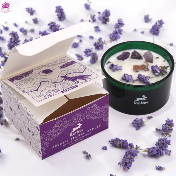 Hop Hare Crystal Magic Flower Candle - The Moon - Lavender Hills & Amethyst - Image 2