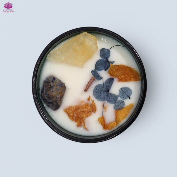 Hop Hare Crystal Magic Flower Candle - The Sun - Lemon Horizon, Citrine & Sodalite