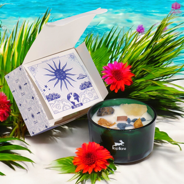 Hop Hare Crystal Magic Flower Candle - The Sun - Lemon Horizon, Citrine & Sodalite - Image 2
