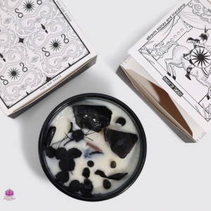 Hop Hare Crystal Magic Flower Candle - The Knight of Swords - Cedar Castle & Black Obsidian