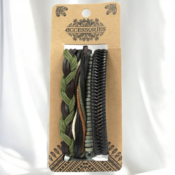 Men's Bracelet Set - Green & Natural (asst) - Image 2