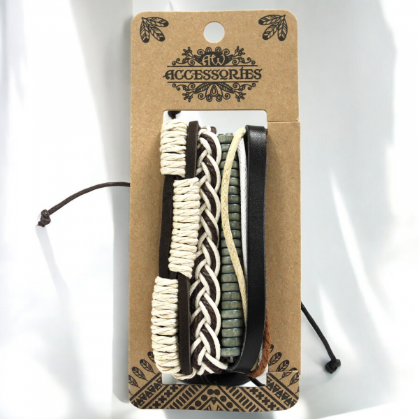 Men's Bracelet Set - Green & Natural (asst) - Image 3