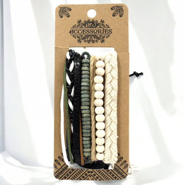 Men's Bracelet Set - Green & Natural (asst) - Image 5