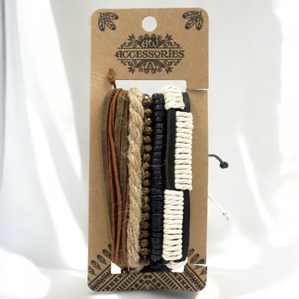 Men's Bracelet Set - Green & Natural (asst) - Image 4