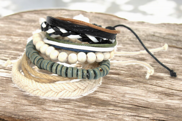 Men's Bracelet Set - Green & Natural (asst) - Image 6
