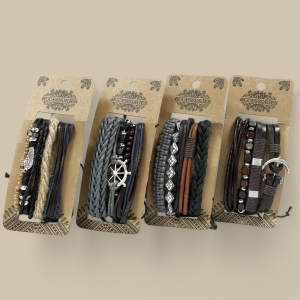 Men's Bracelet Set - Metal & Leather (asst)