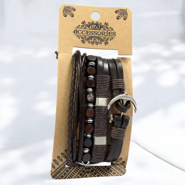 Men's Bracelet Set - Metal & Leather (asst) - Image 3