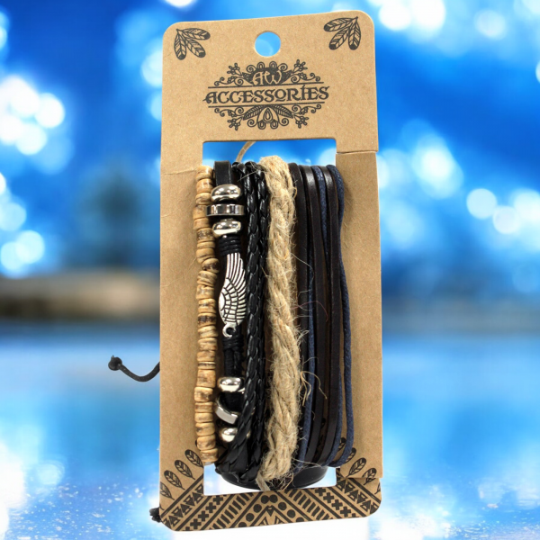 Men's Bracelet Set - Metal & Leather (asst) - Image 5