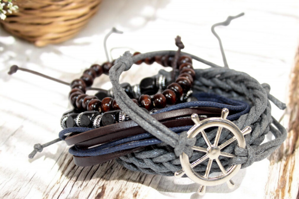 Men's Bracelet Set - Metal & Leather (asst) - Image 6