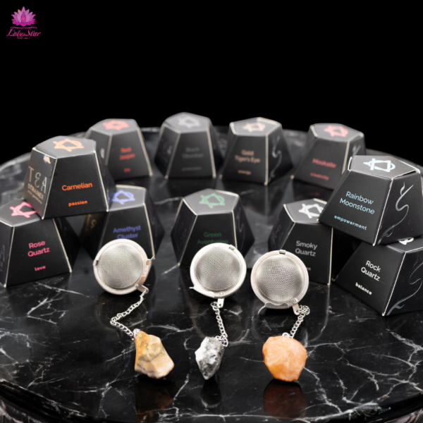 Raw Crystal Gemstone Tea Strainer - Gold Tigers Eye - Image 2