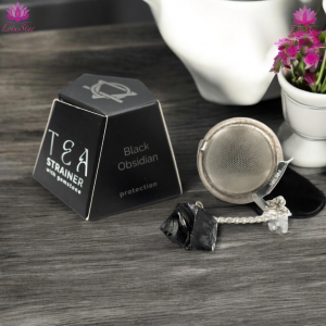 Raw Crystal Gemstone Tea Strainer - Black Obsidian