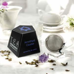 Raw Crystal Gemstone Tea Strainer - Amethyst Cluster