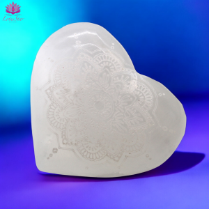 Selenite Heart - 7-8cm - Mandala Engraved
