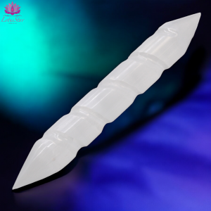 Selenite Spiral Wand - 16 cm Point Both Ends