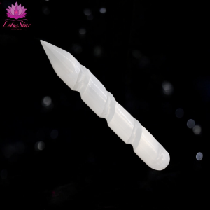 Selenite Spiral Wand - 16 cm Point One Ends