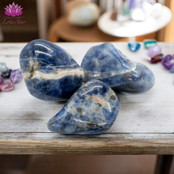 Spotted Blue Sodalite - Medium - Tumblestone - Image 3